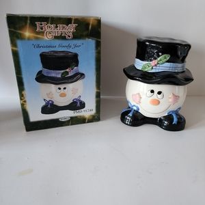 Frosty The Snowman Small Ceramic Goody Jar Hat Lid
